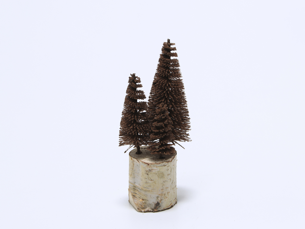 ARBOL DECORATIVO BASE MADERA 15CM MARRON