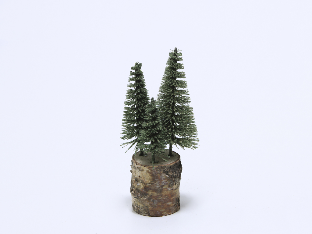 ARBOL DECORATIVO BASE MADERA 15CM VERDE