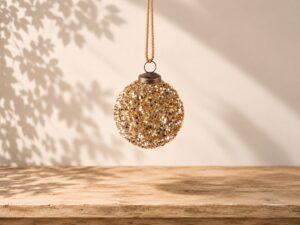 BOLA 8CM CRISTAL BRILLO DORADA