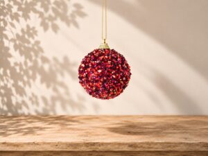BOLA ARBOL 8CM BRILLO ROJA