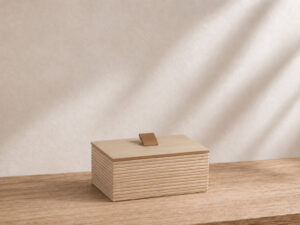 CAJA MADERA LINE TIRADOR PIEL 14X9X6