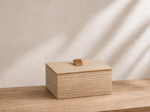 CAJA MADERA LINE TIRADOR PIEL 17X12X8