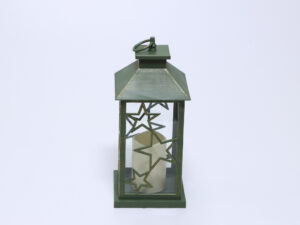FAROL PVC VERDE CON VELA LED 15X15X35
