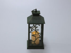 FAROL PVC VERDE CON VELA LED 15X15X35