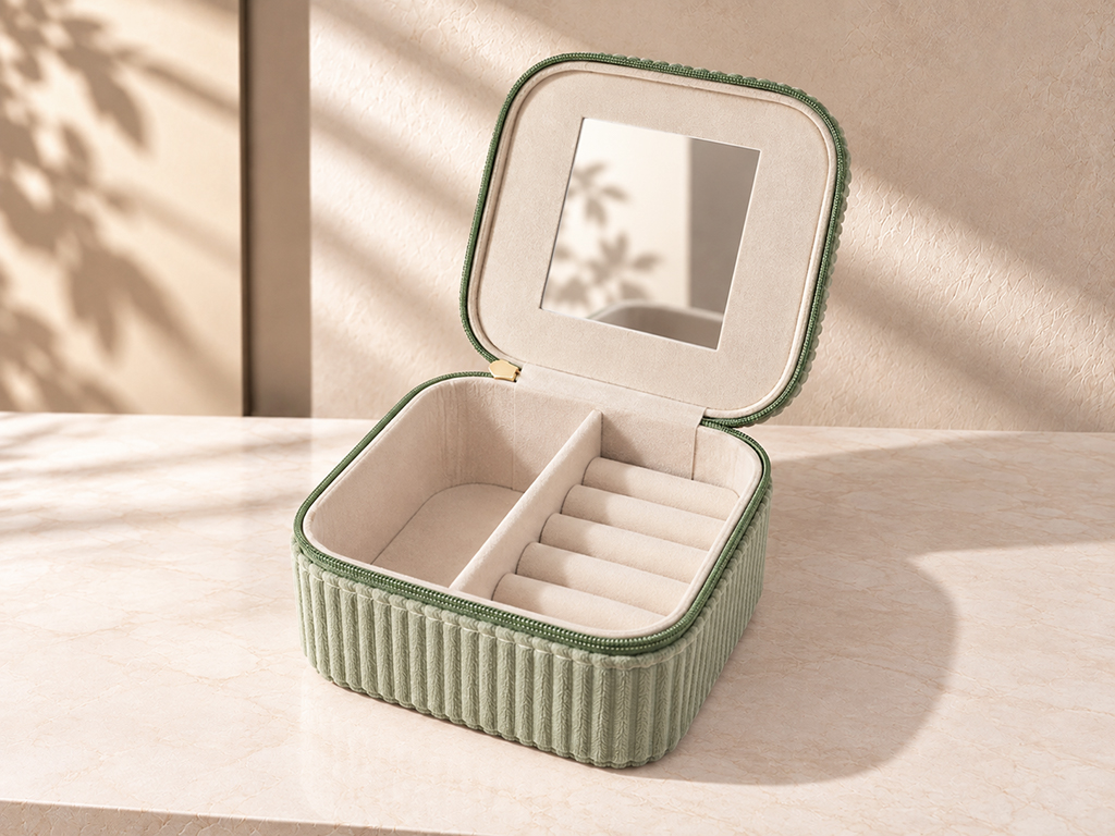 JOYERO MINI RECTANGULAR TERCIOPELO VERDE