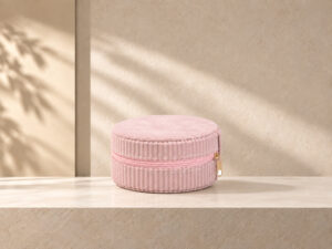 JOYERO MINI REDONDO TERCIOPELO ROSA