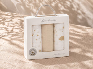 JUEGO DE 3 GASAS INFANTILES 70X70 BEIGE