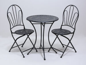 MESA +2 SILLAS METAL NEGRA