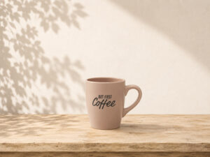 MUG GRES COFFEE 340ML ROSA