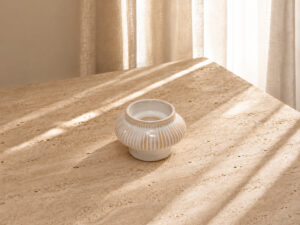 PORTAVELAS CERAMICA CREMA 8X6
